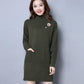 Mid-length Loose Dress In Autumn and Winter Casual Knitted Pullover Base Skirt Half-high Collar Thickened Female Sweater Dress