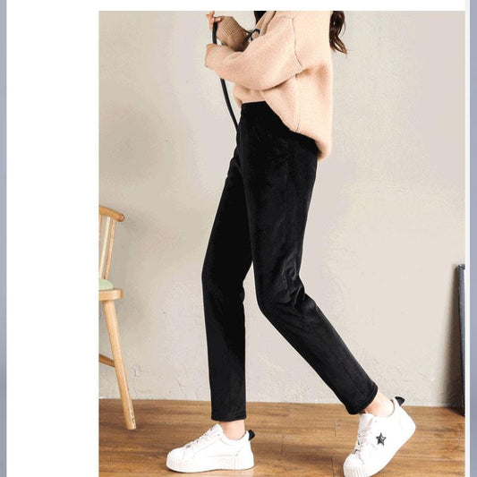 Lamb Wool Plus Velvet Thick Sports Pants Women's Warm Corduroy Loose Harem Pants Casual Pants