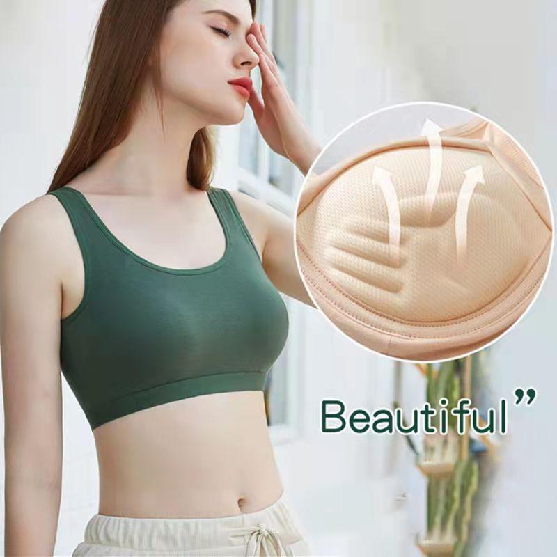 Pure Cotton Beauty Back Big U-shaped Sports Vest Fitness Bra Yoga Underwear Women's No Steel Ring Tube Top Gather Anti-failure Sports Underwear