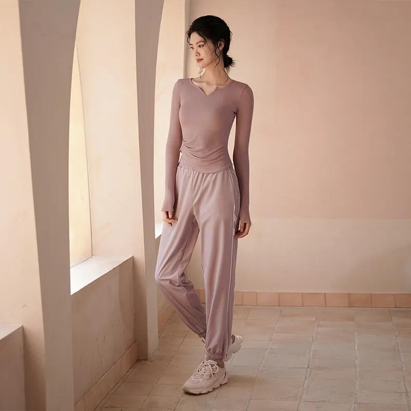 Yoga Suit Female Running High-end Professional High-end Gym Fitness Suit Ladies Sportswear Loose Suit Leggings Long-sleeved T-shirt