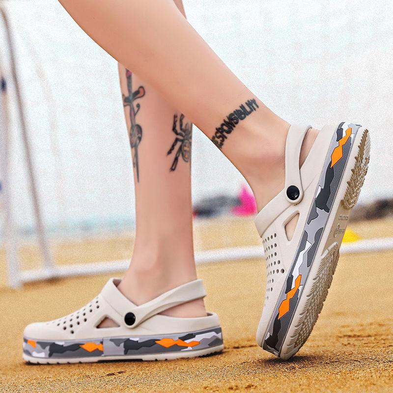 Summer men's casual slippers personality big head sandals anti-skid shoelace heel dual-use sandals