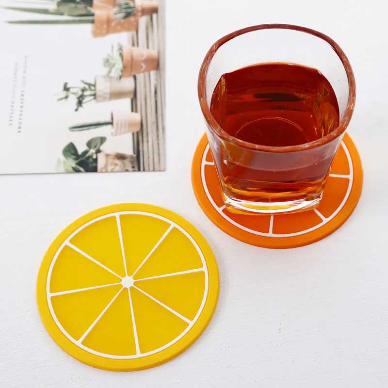 3pcs/5pcs/7pcs Simple Creative Coaster Colorful Jelly Color Fruit Shape Anti-scalding Non-slip Silicone Heat Insulation Pad Water Coaster