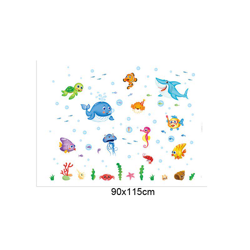 [Wall stickers] cartoon happy fish sea world wall stickers for kids rooms bedroom kitchen bathroom h