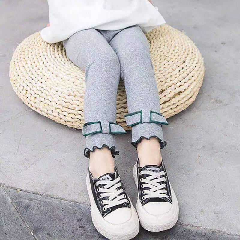 Girls' Leggings Spring and Autumn All-match Outer Wear Trousers Casual Pants Solid Color Slim Stretch Pants Foot Pants