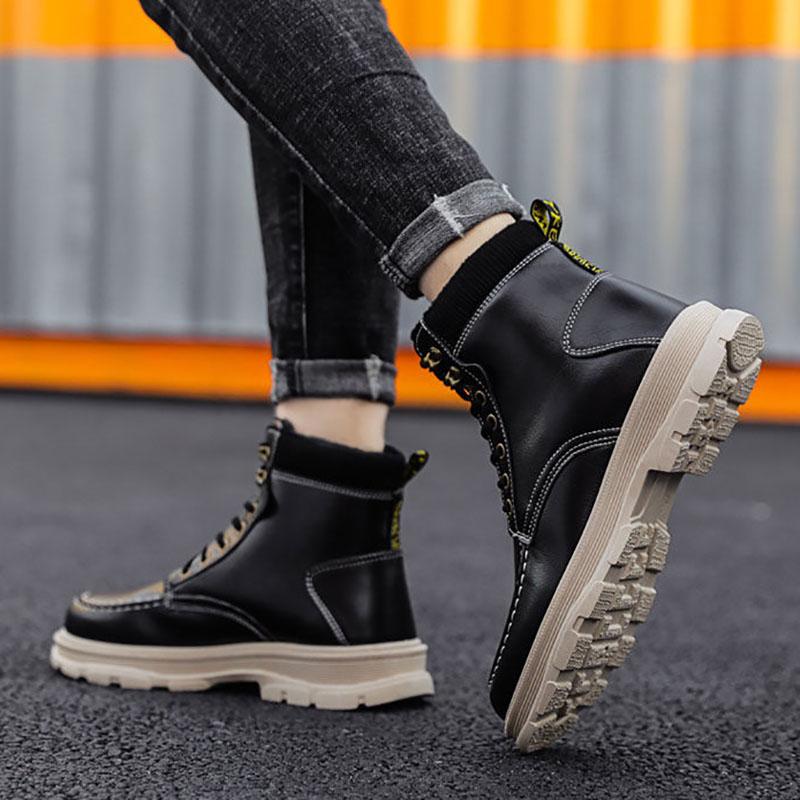 Martin Boots Men's Winter British Style Korean Tooling Shoes Wild Warm Men's Boots Plus Velvet High-top Cotton Shoes Trend Military Boots