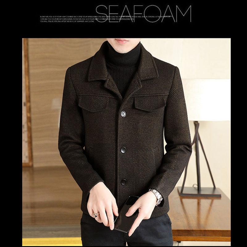 Autumn and Winter Jackets Men's Jackets Woolen Clothes Plus Velvet Thick Winter Men's Windbreaker