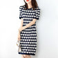 Round Neck Heart Pattern Short-sleeved Dress Drape Thin Temperament Elegant Straight Skirt Women's Summer Loose and Thin Printed Dress