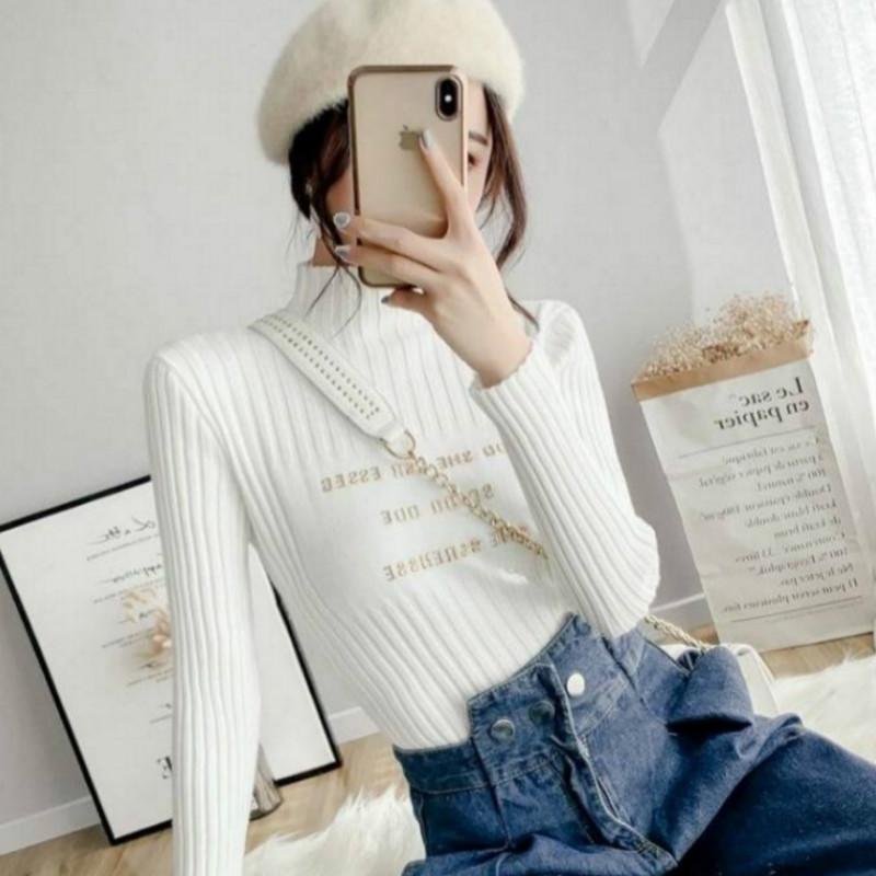 Podilove Retro Slim Long Sleeve Knit Bottoming Shirt Women's Loose Pullovers Women's Fashion