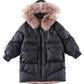 Girls' Down Jacket Mid-length Winter Children's  Winter Jacket Warm Clothes with Fur Collar