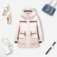 Winter Ladies Hooded Mid-Length Down Jacket Workwear Versatile Casual Warm Jacket Slim Fit Down Jacket Outdoor Windproof Padded Jacket
