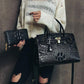 Crocodile Leather Women's Top Layer Cowhide Handbag Women's Fashion Large-capacity Shoulder Bag