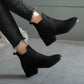 Winter Boots Women Ankle Boots For Women Thick Heel Slip On Ladies Shoes Boots