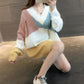 Autumn Women's V-neck Sweater Loose Outer Wear Basement Knit Top Women's Loose Sweet Hollow Long Sweater Comfortable Inside