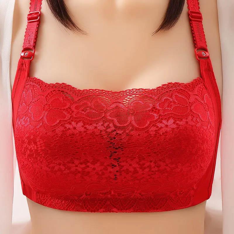Sexy Lace Large Size No Steel Ring Gathers and Collects Breast Bra Anti-glare Shaping Adjustment Anti-sagging Bra