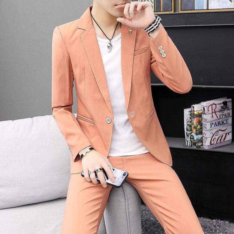 Men's Slim Fit Suits Teenagers Handsome Fashion Suits Casual Trend Suits