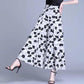 Flower Print Wide-leg Pants Women's Summer Large Size High Waist Loose Drape Thin Trousers Elastic Waist Skirt Pants