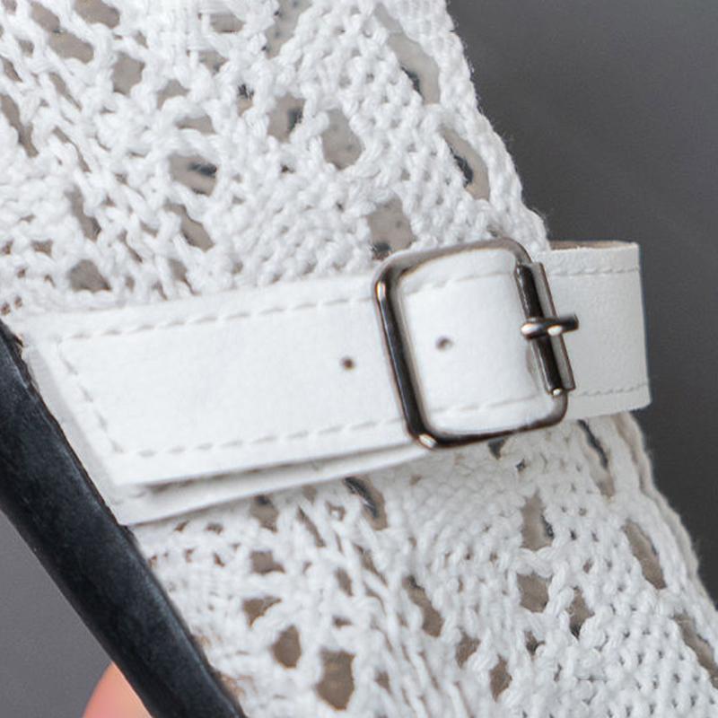 Cloth Shoes Women's Flat Shoes with Hollow Holes Sandals Non-slip Peas Shoes Women's Casual Buckle Comfortable Flat Shoes