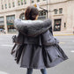 Winter Women's Cotton Jacket Jacket Mid-length Large Fur Collar Plus Down Jacket Thickening Plus Velvet Jacket