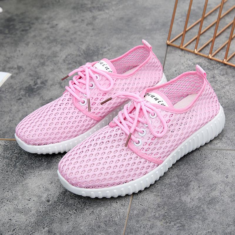 Summer Net Shoes Women's Hollow Breathable One-step Flat Bottom Pregnant Women Shoes Non-slip Breathable Fashion Sports Shoes
