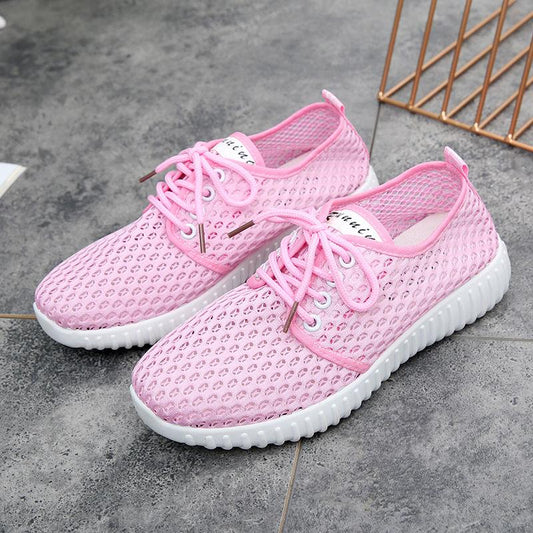 Summer Net Shoes Women's Hollow Breathable One-step Flat Bottom Pregnant Women Shoes Non-slip Breathable Fashion Sports Shoes