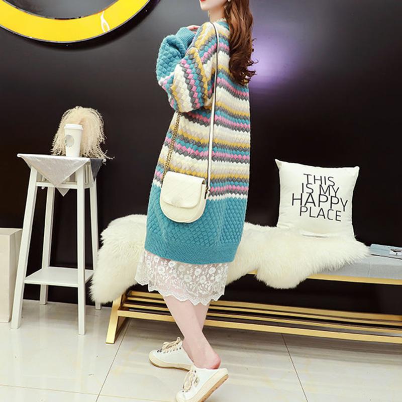 Autumn Winter Mid-length Sweater Skirt Women Loose Casual Fashion Pullovers Long Sleeve Knit Bottoming Skirt Women