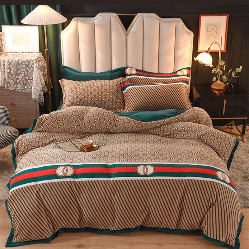 Winter Milk Velvet Four-piece Coral Velvet Thick Duvet Cover Double-sided Flannel Bedding
