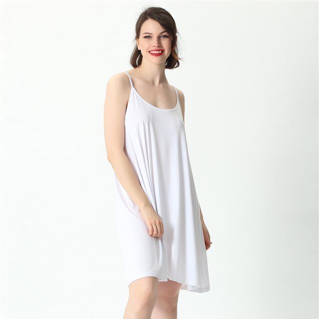 Women's Summer Simple Plus Size Medium Length Loose Sling Vest Solid Color Sleeveless Dress