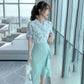 Chiffon Shirt Floral Short-sleeved Suit Female Sweet Temperament Thin Fishtail Skirt Two-piece Retro Style Skirt Chiffon Fishtail Skirt
