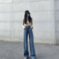 Women's High Waist Retro Denim Mopping Pants Are Thin and Tall Jeans Loose Straight Wide Leg Drape Hyuna Style Trousers