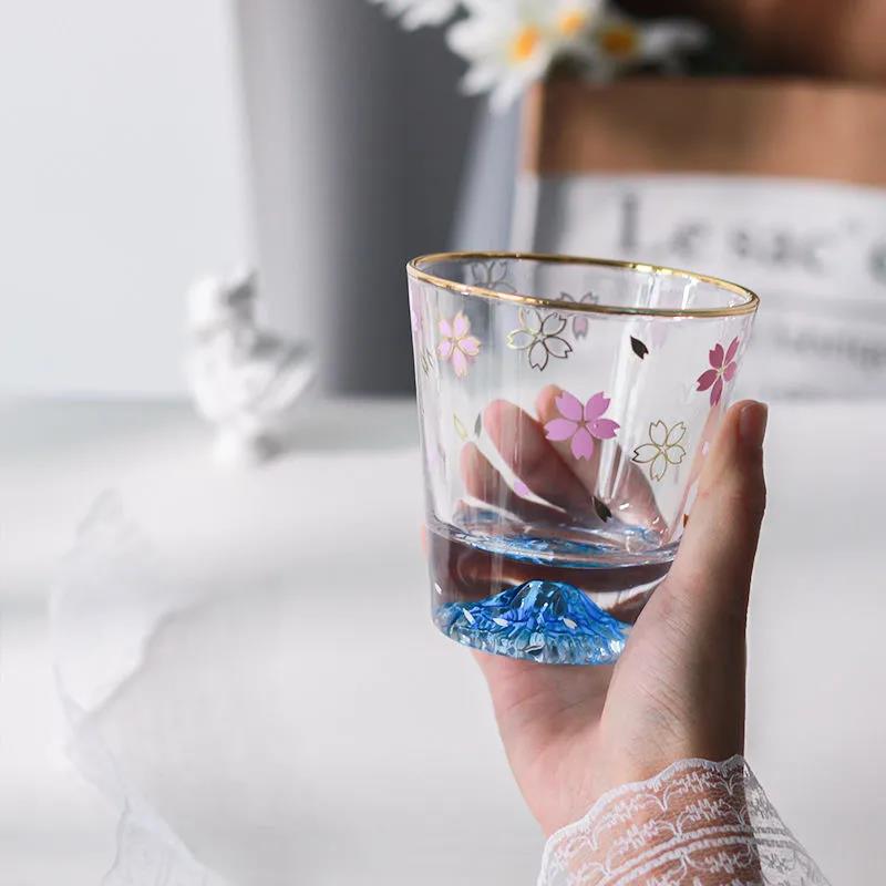 Japanese Mount Fuji Cup Cherry Blossom Couple Glass Net Red Ins Water Cup Creative Girl Heart Pink Cute Cup