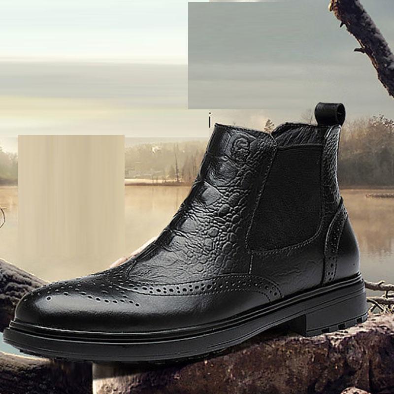 Martin Boots Men's Real Cowhide Mid-cut Boots Men's Casual Shoes Business Shoes Men's Boots Black Shoes