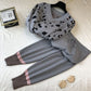 2pcs/set Women Knit Leopard Pullover Sweater+Pants 2 piece Sets ladies Jumpers Trousers 2 PCS Outfits