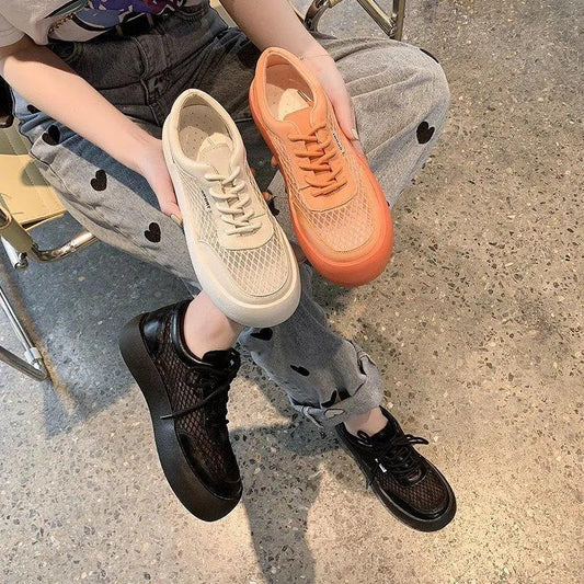 Thick-soled Big Head Mesh Bread Shoes Women Summer All-match Trend White Shoes Trifle Casual Shoes
