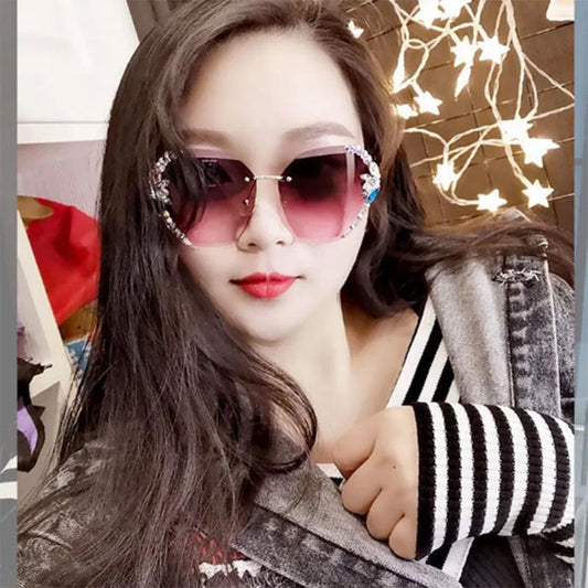 Gradient Sunglasses Women's Diamond Fashion Round Face Ladies Sunglasses Sunglasses Sunglasses UV Protection