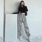 European and American Loose High-waist Jazz Hip-hop Zebra Pattern Trousers with Leggings Sports Pants Female Ins Tide Casual Hip-hop Pants