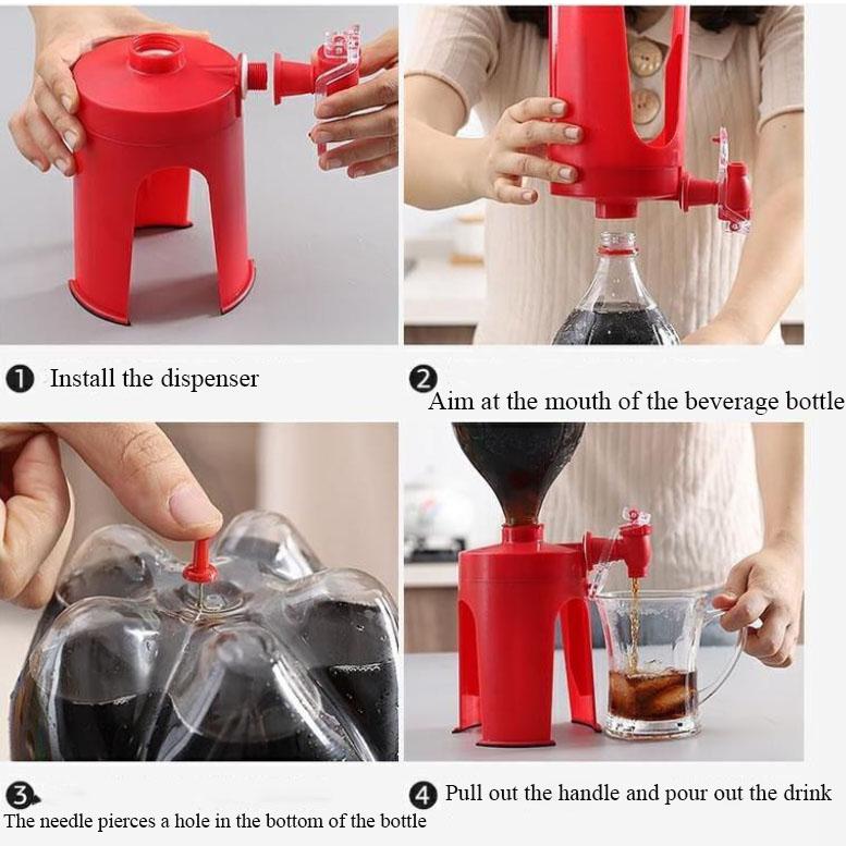 Novelty Saver Soda Beverage Dispenser Bottle Coke Upside Down Drinking Water Dispense Machine Switch for Gadget Party Home Bar