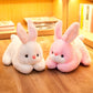 Children Lovely Little Rabbit Plush Doll Cute Silk Ribbon Lying Rabbit Plush Toys Kids Sleeping Doll Pillow Gifts