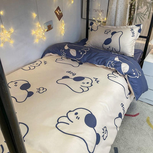 Cartoon Bed Three-piece Set Cute Quilt Cover Children Sheets Student Dormitory Bedding