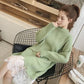 Pofulove 6 Colors Women Chic Pullover Sweater Dress  Half-Turtleneck Lace Knitted Long Skirt