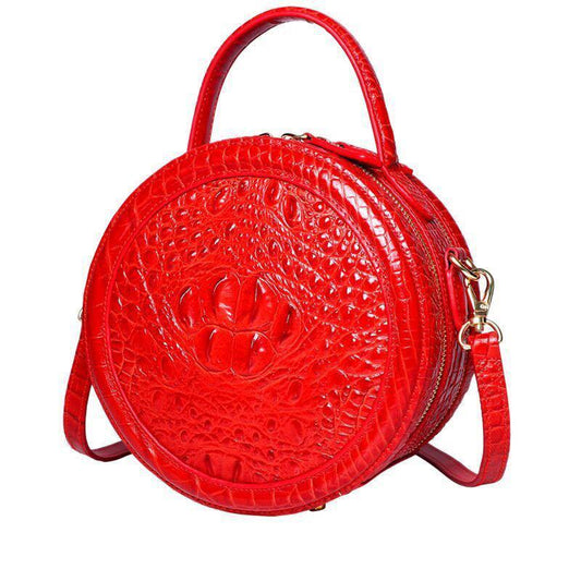 Crocodile Handbags Leather Round Bag Messenger Leather Bag Western Style High-end Small Bag Shoulder Bag Portable Shoulder Bag