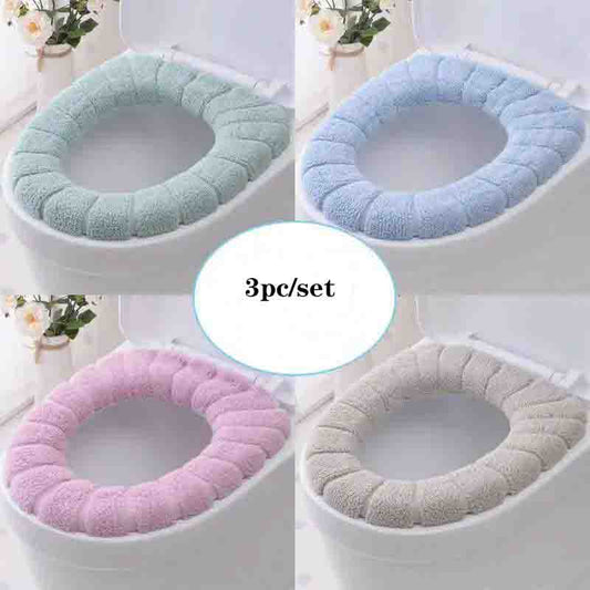 3pc Universal Toilet Seat Velvet Coral Toilet Cover Winter Toilet Cushion Cover Household Closestool Mat Seat Case Lid Cover