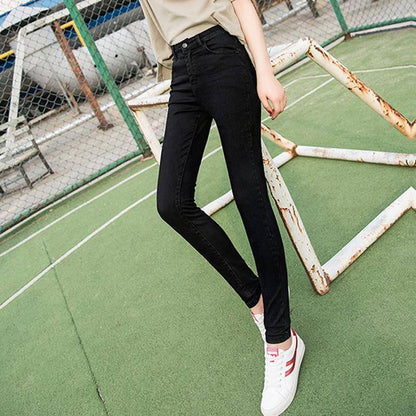 Zipper Skinny Casual Jeans Women Bottoms Streetwear Mid Waist Buttoned Denim Trousers