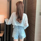 Short Sunscreen Shirt  Blouse Rope Waist Strap Loose Wear Summer Thin Top Women's Clothing  Female Coat Sun Protection Cardigan
