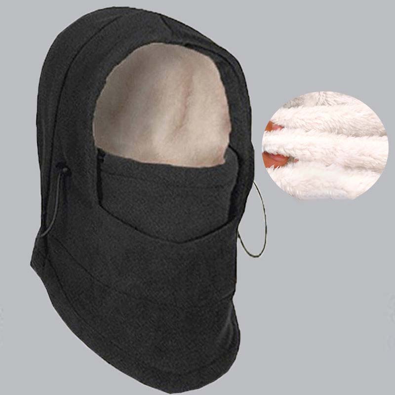 Winter Outdoor Riding Windshield Mask with Fleece Hood Thickened Warm Ski Cap Mask