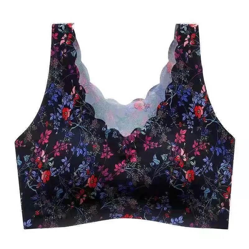 Ladies Large Size Bra Middle-aged and Elderly No Steel Rings Gathering Ice Silk Beauty Vest Vest Bra Thin Breathable Lightweight Bra