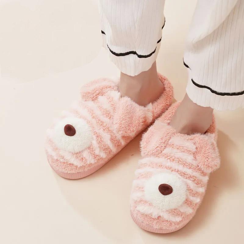 Autumn and Winter Cute Puppy Cotton Slippers Warm Flat Shoes Indoor Non-slip Cotton Shoes Soft Shoes