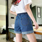 Embroidered Denim Shorts Women's Loose Ripped Wide Leg Large Size 150kg High Waist A-line Pants