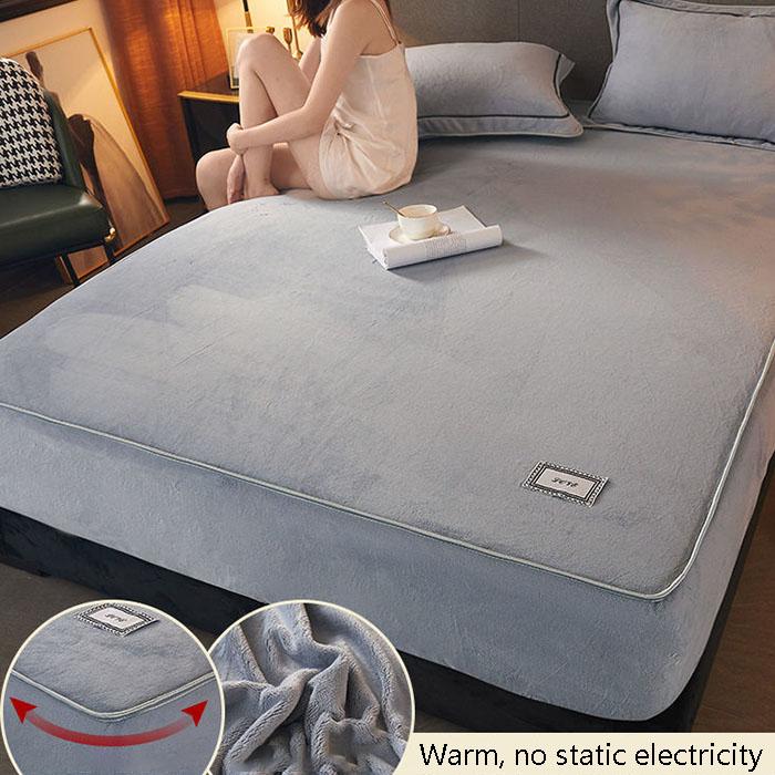 3pcs/set Winter Coral Fleece Bedspread Thick Warm Flannel Mattress Cover Non-slip Bedspread Protective Cover