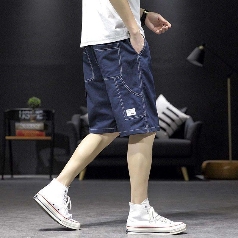 Retro Denim Shorts Men's Plus Fat Plus Size Beach Pants Summer Casual Five-point Pants