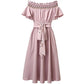 Skirt Women French Retro Strapless Waist Dress Waist Thin Women's Waist A-line Strapless Dress Short Sleeve One-shoulder Neckline
